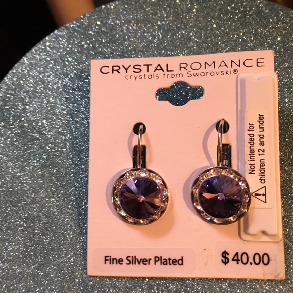 💜Purple Crystal Silver Earrings💜 - Picture 8 of 8